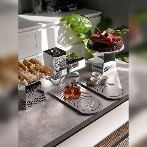 مجموعة فضة : 5 صواني + مبخرة و علبة بخور