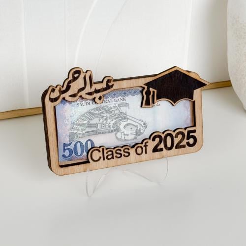 حامل فلوس + استاند اكريليك - خشبي