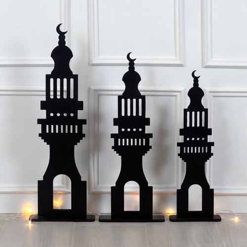 ركن صلاة 12 قطعة مع منظم سجاد - اسود