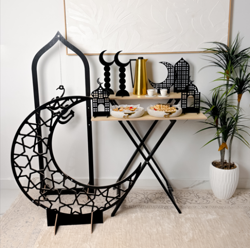 طاولة خدمة دورين + ديكورات فاخرة+ هلال وبوابة رمضا...