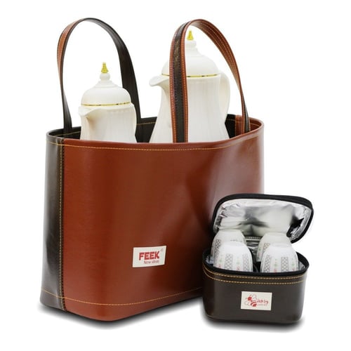 سلة وذفة عودي بني مع حافظة