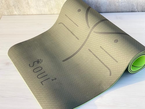 non-slip TPE Yoga Mat Two Colors with Position Lin...