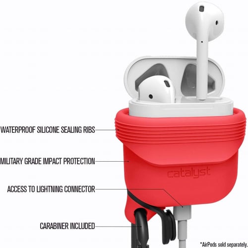 حافظة سماعة أبل الاسلكية AirPods سيليكون اللون احم...
