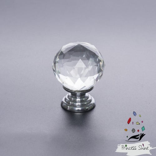 217 - مقبض كريستال قاعدة فضية - قطعة واحدة