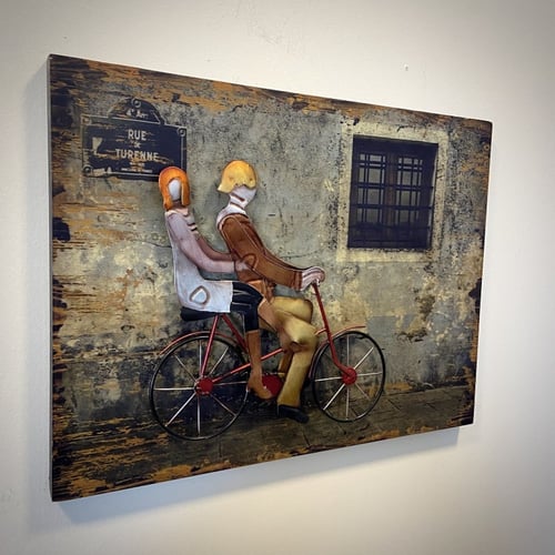 لوحة حديد وخشب انتيك 3D