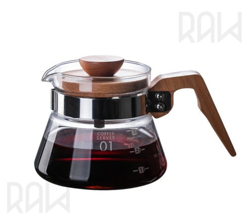 سيرفر زجاجي بمقبض وغطاء خشبي