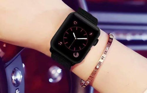 سوار اسود قماش ساعة ابل Black nylon strap