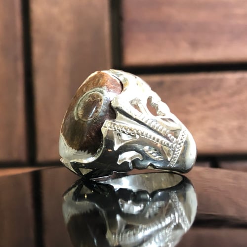 خاتم الفضة عقيق يمني عين الذيب حجم راهي صياغة حجاز...