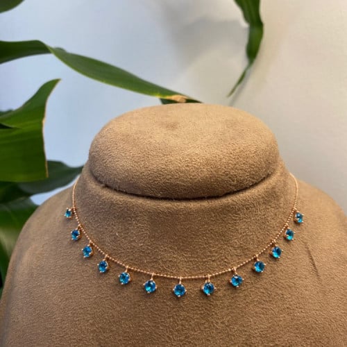 تشوكر Turquoise فضة استرلينية عيار 925 - روز قولد