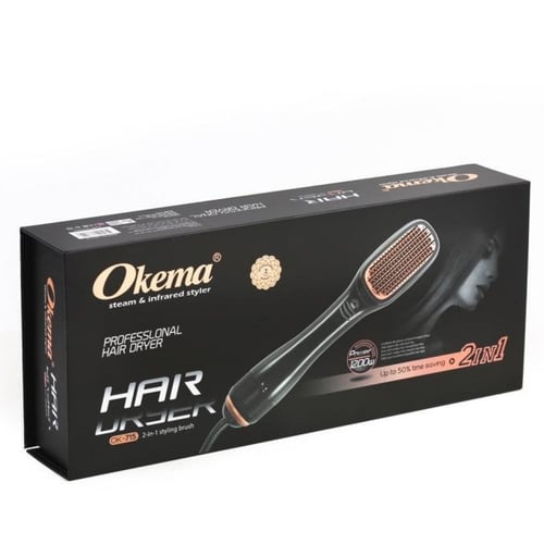 مصفف ومملس شعر 2 في 1 من اوكيما - OK-715 - اسود