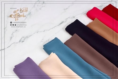 شيل - حجابات قماش ملكة ياباني سادة(ابيض)