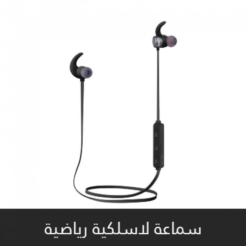 ووبو سماعة بلوتوث رياضية أنيقة لون أسود