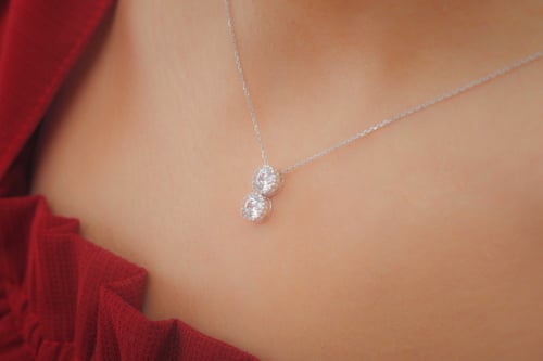 عقد بناتي الزركون فضة دبل