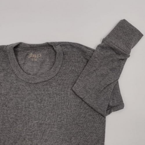 بيجامة كم طويل شتوي ولادي - دروش رصاصي قطن