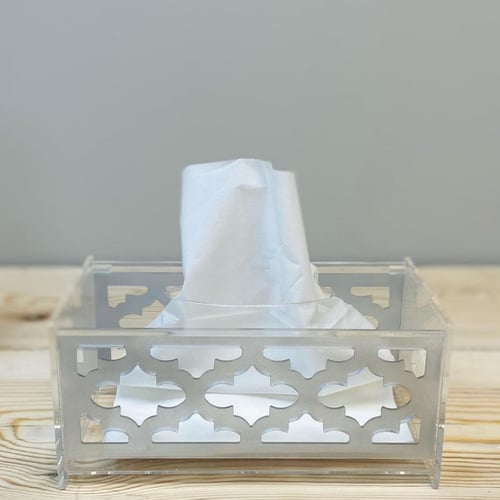 علبة مناديل كبيرة فضي