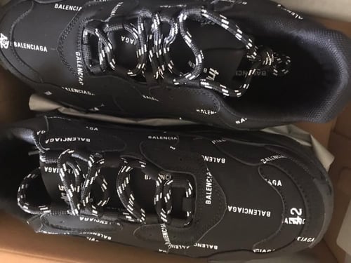 Balenciaga triple S All Over Logo Black