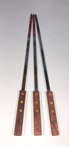 3 أسياخ شوي كباب استيل بيد خشب