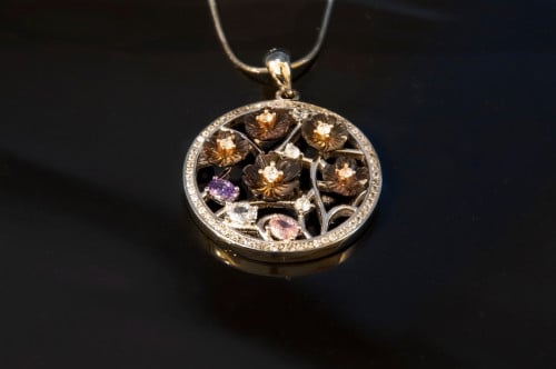 تعليقة فضه 925 بزيركون ملون