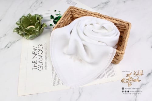 شيل - حجابات قماش ملكة ياباني سادة(ابيض)