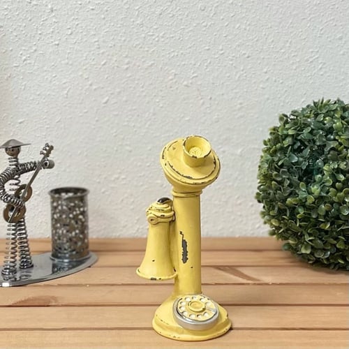 هاتف قديم عامودي انتيك اصفر وفضي