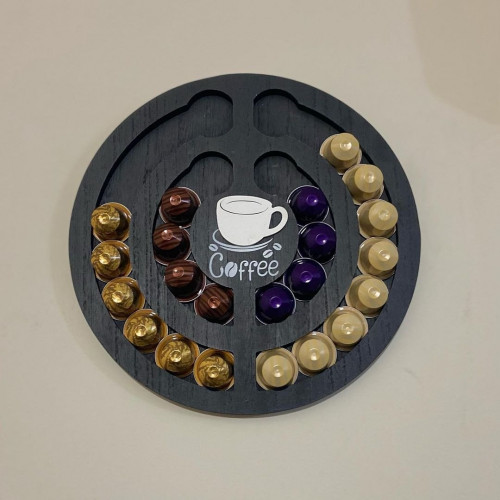 تعليقة كوفي خشب اسود لتنظيم كبسولات القهوة