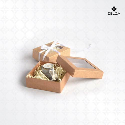 علب كرافت مع غطاء بنافذة منفصل (12 علبة)