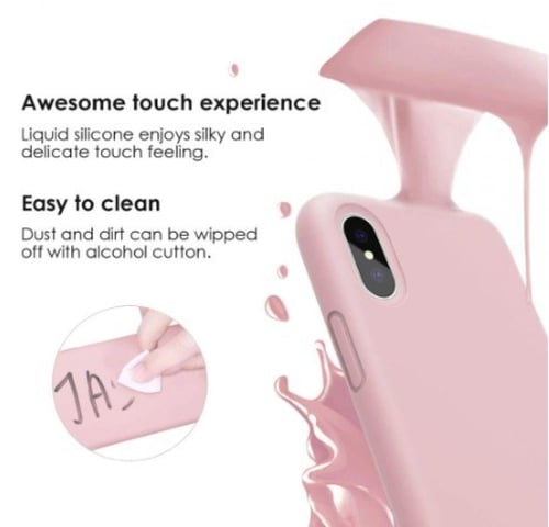 كفر ايفون أكس ماكس زهري سيليكون Pink silicone case...