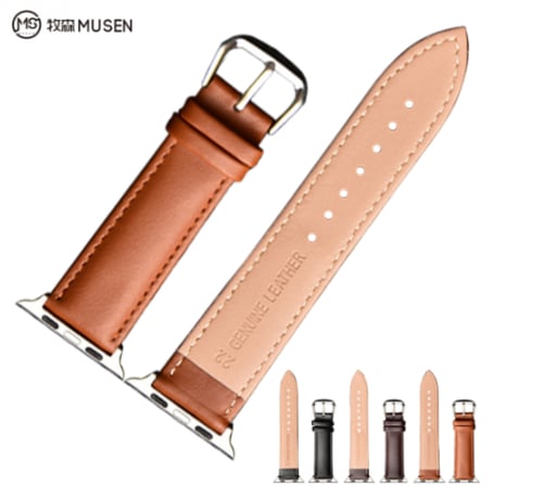 سوار جلد بني ساعة ابل Brown Leather Watch Strap