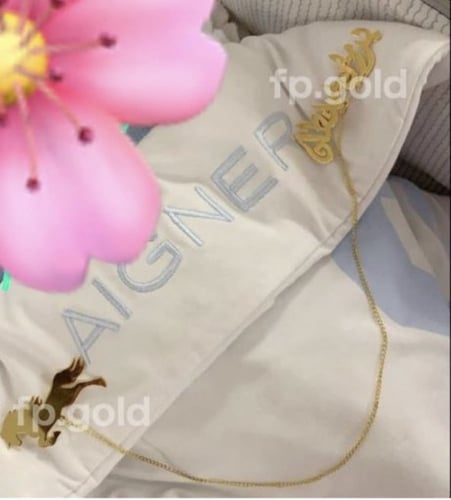 طقم بروشين (بروش حصان + بروش الاسم الثنائي) مطلي ذ...