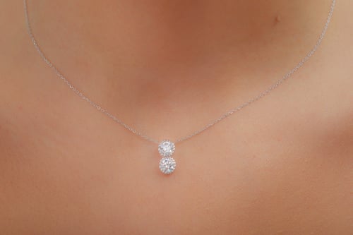 عقد بناتي الزركون فضة دبل