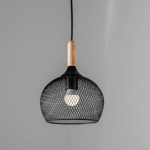 ثريا علاقي مفرد بقاعدة خشبية وشبك اسود