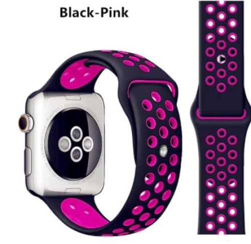 سوار رياضي اسود مع وردي ساعة ابل Black Pink Sport...