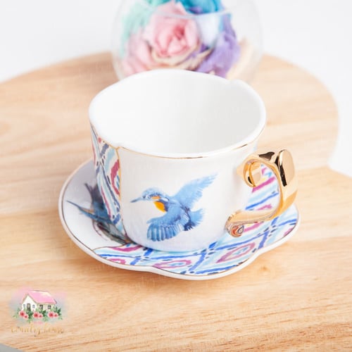 6345 كوب للشاي العصفور بنقشتين