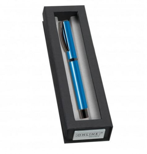 قلم حبر اسود مطلي بالكروم (لون ازرق) ONLINE