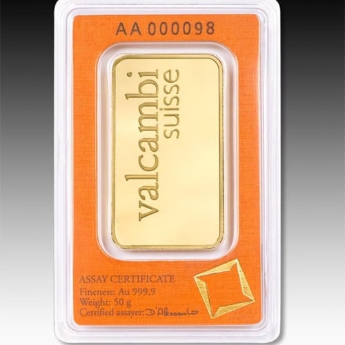 سبيكة ذهب فالكامبي عيار 24 بوزن 50 غرام