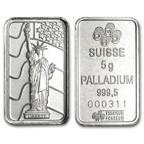 سبيكة بلاديوم بامب عيار 999.5 بوزن 5 غرام