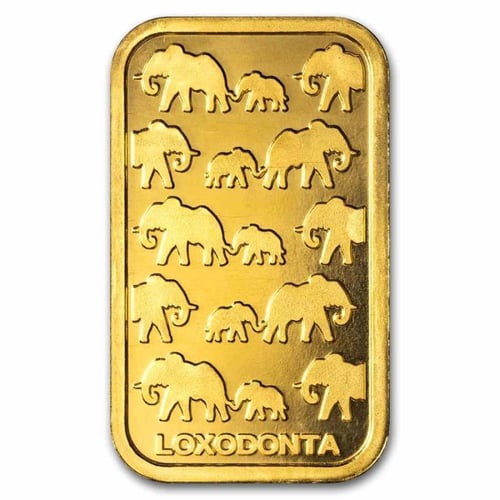 سبيكة ذهب راند الفيل الأفريقي عيار 24 بوزن 100 غرا...