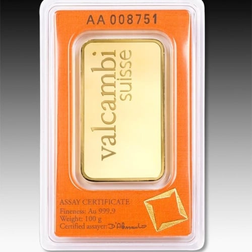 سبيكة ذهب فالكامبي عيار 24 بوزن 100 غرام