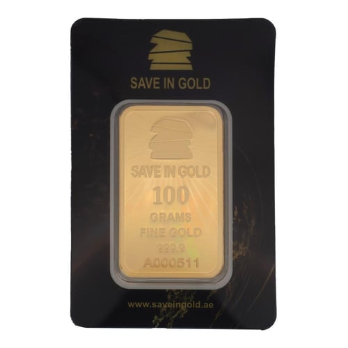 سبيكة ذهب Save in Gold عيار 24 بوزن 100 غرام