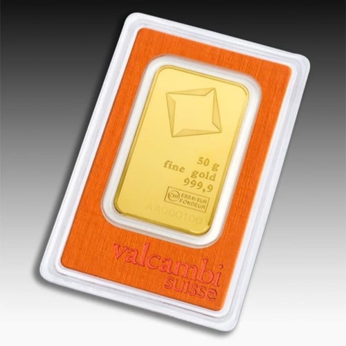 سبيكة ذهب فالكامبي عيار 24 بوزن 50 غرام
