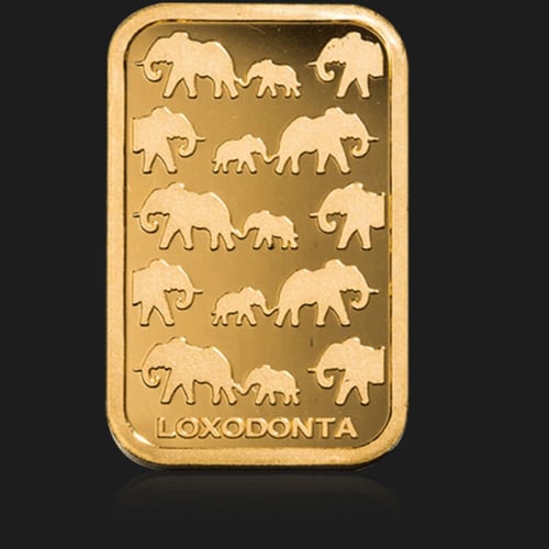 سبيكة ذهب راند الفيل الأفريقي عيار 24 بوزن 50 غرام