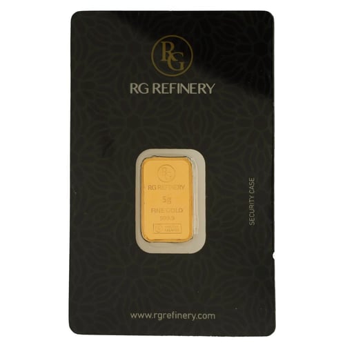 سبيكة ذهب آر جي عيار 24 بوزن 5 غرام