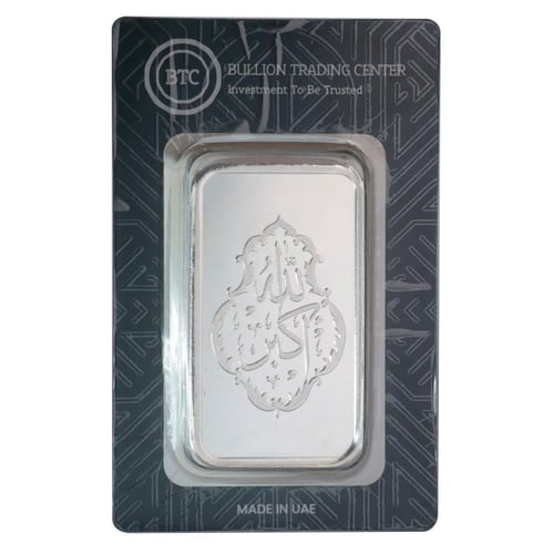 سبيكة فضة بي تي سي بنقاء 999 بوزن 100 غرام