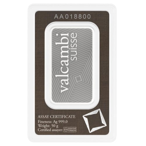 سبيكة فضة فالكامبي بنقاء 999 بوزن 50 غرام