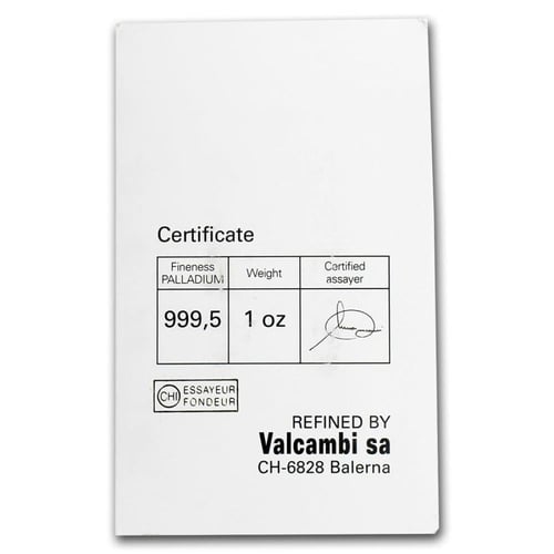 سبيكة بلاديوم كريدي سويس عيار 999.5 بوزن 31.1 غرام