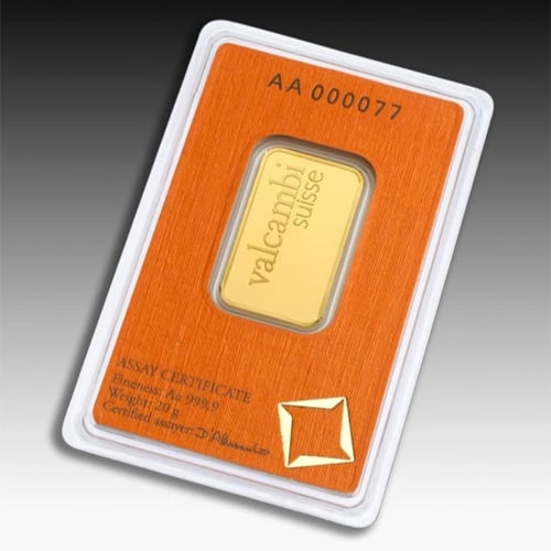 سبيكة ذهب فالكامبي عيار 24 بوزن 20 غرام