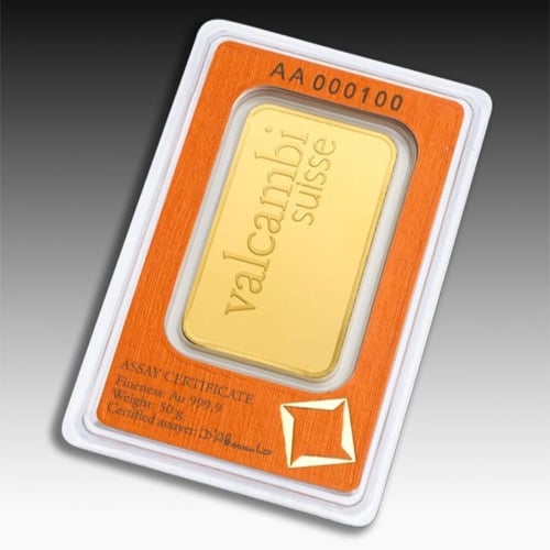 سبيكة ذهب فالكامبي عيار 24 بوزن 50 غرام