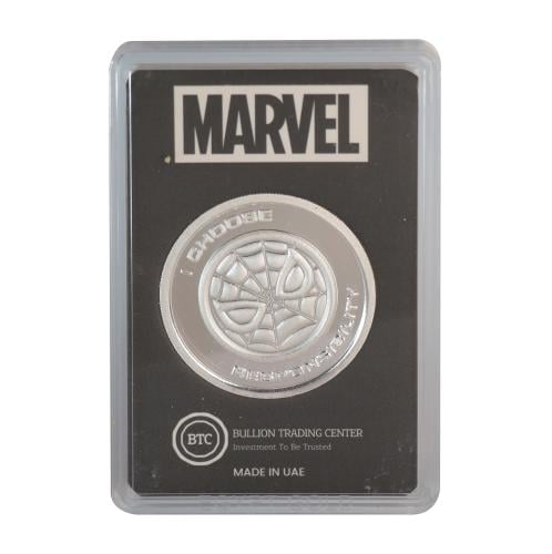 جنيه فضة سبايدر مان عيار 999 بي تي سي بوزن 50 غرام