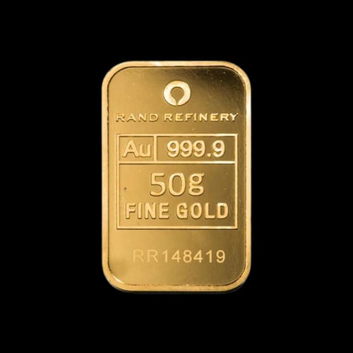 سبيكة ذهب راند الفيل الأفريقي عيار 24 بوزن 50 غرام