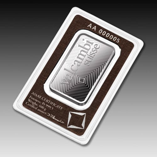 سبيكة بلاتين فالكامبي عيار 999.5 بوزن 100 غرام